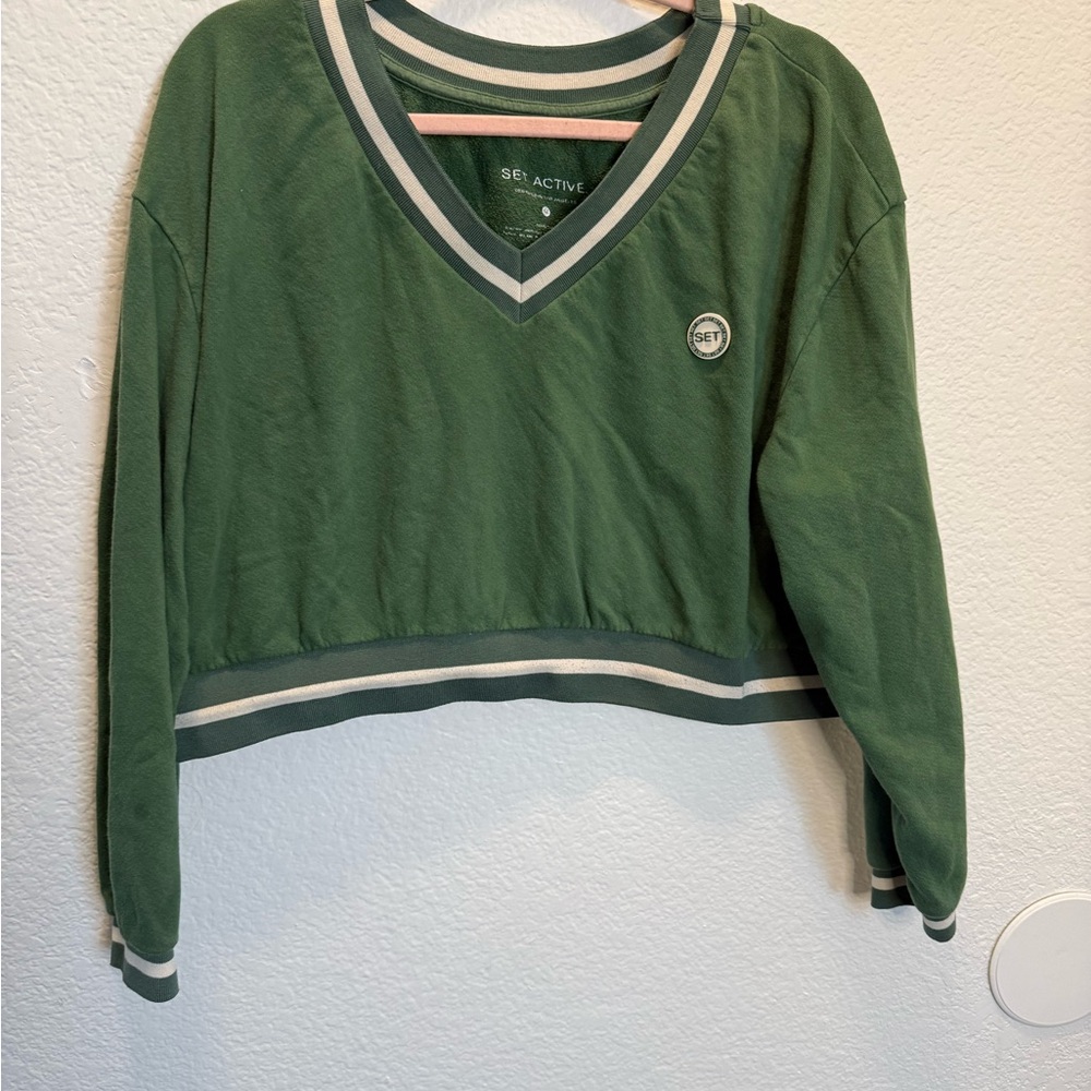 SET Active Forest Green V-Neck Top